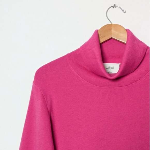 NEW WILFRED Rebecca Sweater Wool Vital Pink Turtleneck Crop Top Small S Aritzia - Picture 5 of 10